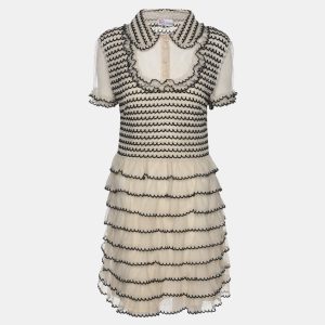 RED Valentino Cream/Black Lace Knit Mini Dress M, Dresses - Luxury Closet catalog