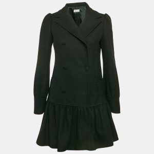 RED Valentino Black Wool Double Breasted Flounce Coat S, Coats & Jackets - Luxury Closet catalog