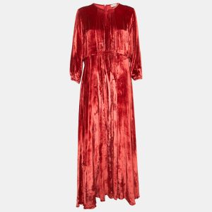 RED Valentino Red Velvet Shirring Detail Maxi Dress XL, Dresses - Luxury Closet catalog