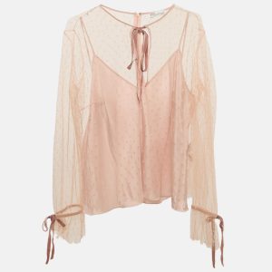 RED Valentino Pink Tulle Tie-Up Detail Blouse XL, Shirts & Tops - Luxury Closet catalog
