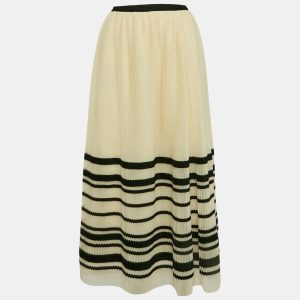 RED Valentino Cream Striped Tulle Plisse Midi Dress M, Skirts - Luxury Closet catalog