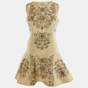 RED Valentino Cream Jewel Printed Polyester Sleeveless Mini Dress M, Dresses - Luxury Closet catalog