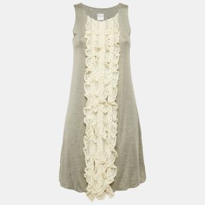 RED Valentino Metallic Grey Crochet Frills Jersey Mini Dress S, Dresses - Luxury Closet catalog