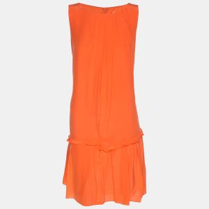RED Valentino Orange Crepe Pleated Mini Dress M, Dresses - Luxury Closet catalog