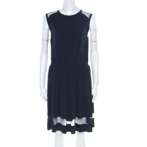 RED Valentino Navy Blue Sheer Lace Panel Insert Sleeveless Sheath Dress XL, Dresses - Luxury Closet catalog