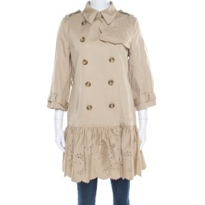 Red Valentino Beige Cotton Eyelet Embroidered Ruffled Double Breasted Coat M, Coats & Jackets - Luxury Closet catalog