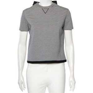 RED Valentino Monochrome Striped Knit Ruffled Trim Detailed Top M, Shirts & Tops - Luxury Closet catalog