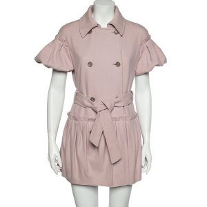 RED Valentino Pink Wool Pleated Detailed Double Breasted Belted Coat S, Coats & Jackets - Luxury Closet catalog