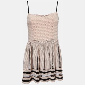 RED Valentino Pink/Black Lace Velvet Trimmed Strappy Mini Dress M, Dresses - Luxury Closet catalog