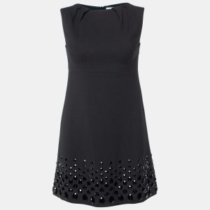 RED Valentino Black Crepe Crystal Embellished Sleeveless Dress S, Dresses - Luxury Closet catalog