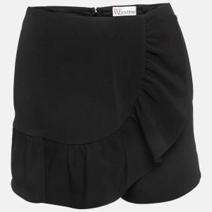 RED Valentino Black Crepe Ruffled Detail Shorts S, Shorts - Luxury Closet catalog