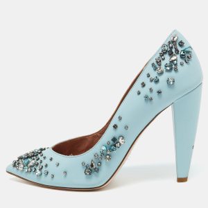 RED Valentino Light Blue Leather Crystal Embellished Pumps Size 39, Pumps - Luxury Closet catalog