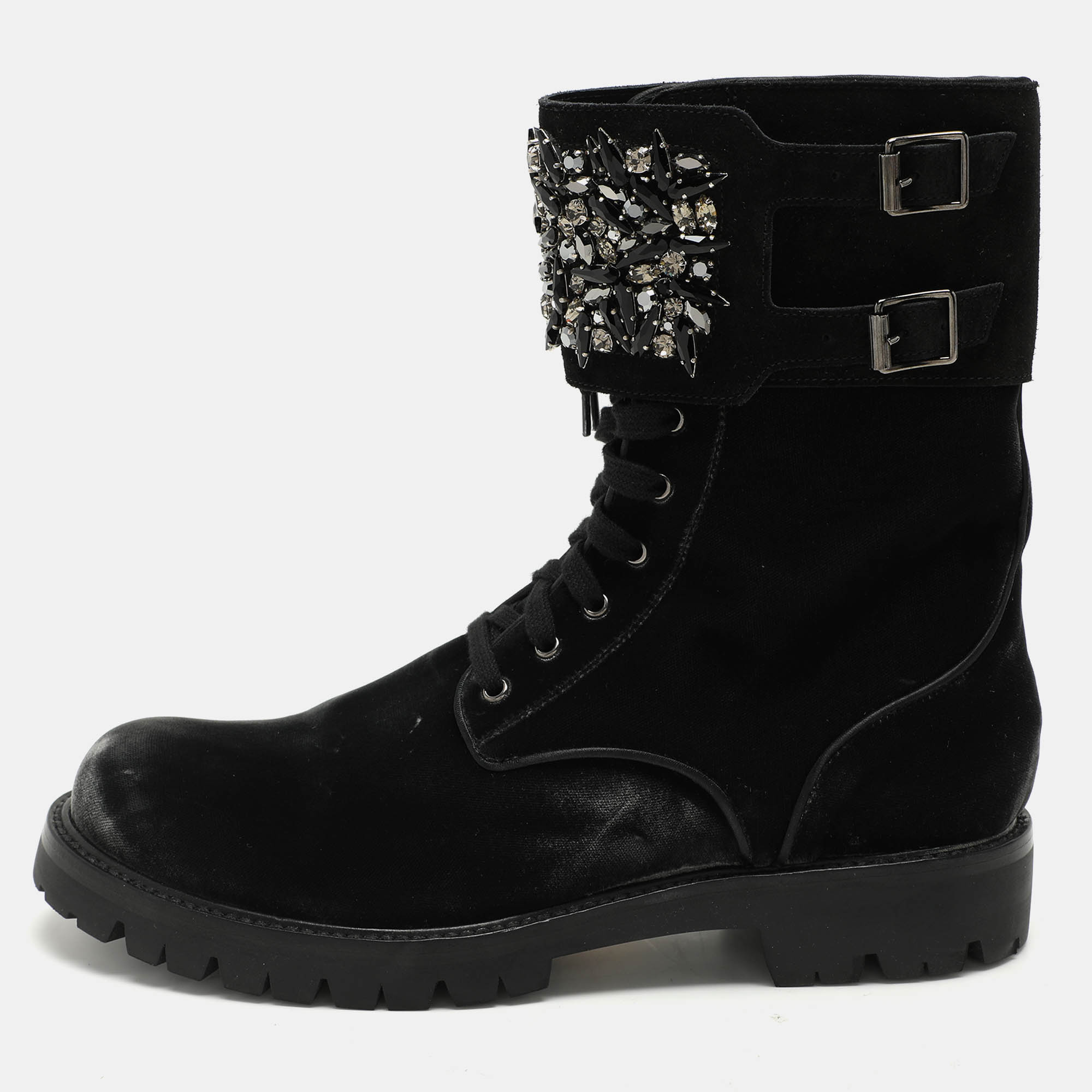René Caovilla Black Velvet Embellished Ankle Length Boots Size 38, Boots - Luxury Closet catalog