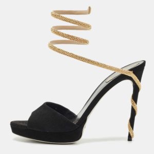 Ren&eacute; Caovilla Black Suede Margot Platform Sandals Size 41, Sandals - Luxury Closet catalog