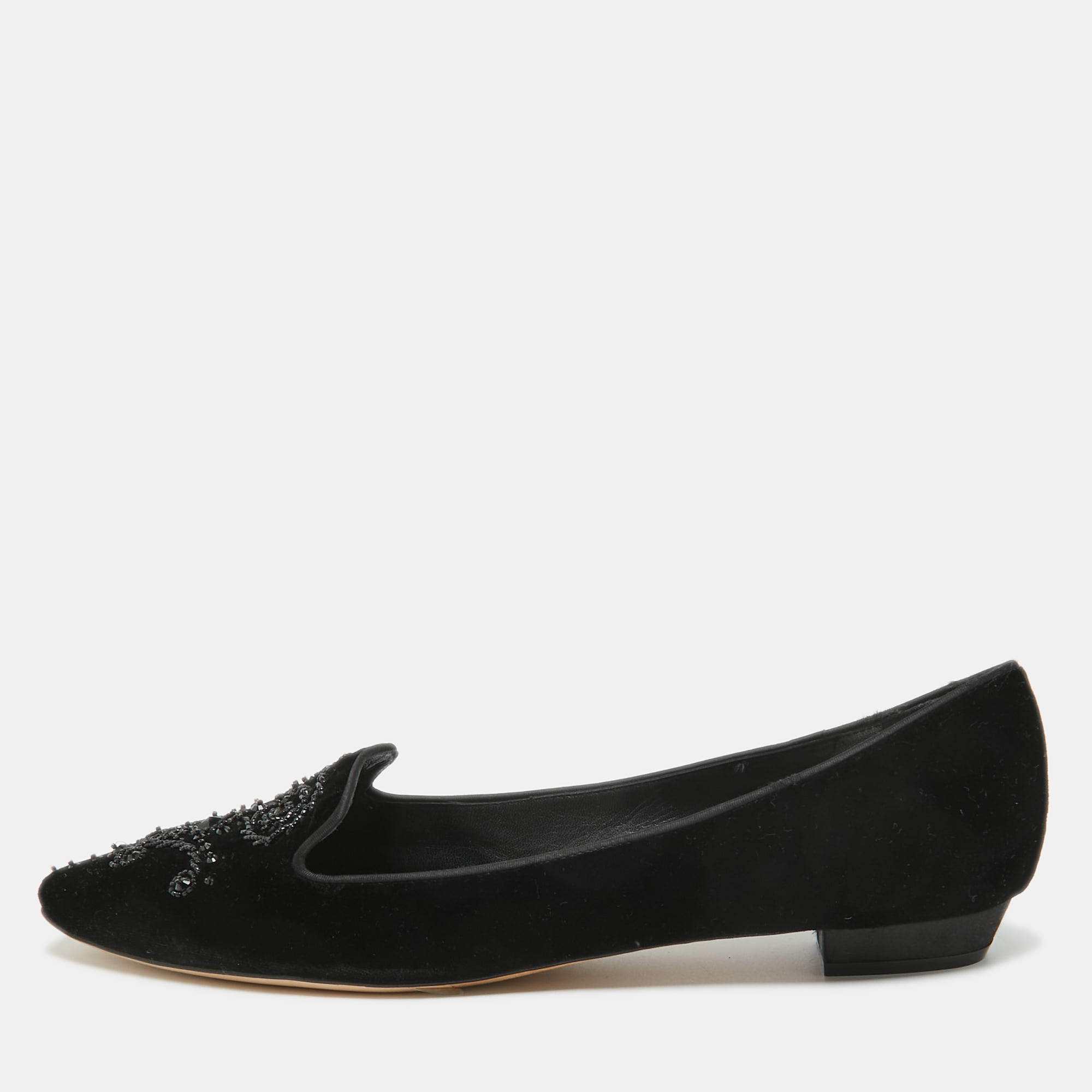 René Caovilla Black Velvet Crystal Embellished Slip On Smoking Slippers Size 41, Flats - Luxury Closet catalog
