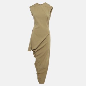 Rick Owens Green Stretch Cotton Asymmetric Midi Dress M, Dresses - Luxury Closet catalog