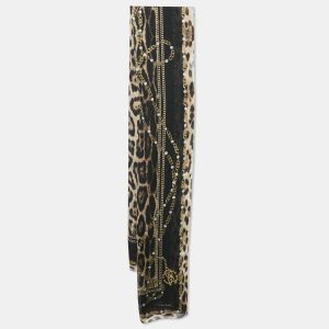 Roberto Cavalli Brown Chain/Leopard Print Silk Scarf, Scarves & Shawls - Luxury Closet catalog