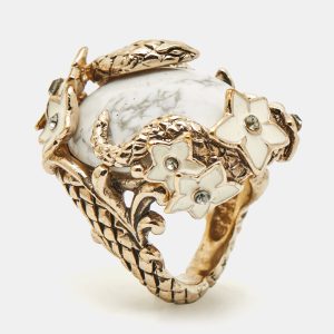 Roberto Cavalli Enamel Crystal Gold Tone Serpenti Ring Size 52, Jewelry - Luxury Closet catalog