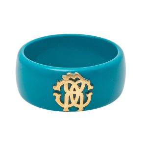 Roberto Cavalli Teal Blue Logo Wide Bangle Bracelet, Jewelry - Luxury Closet catalog