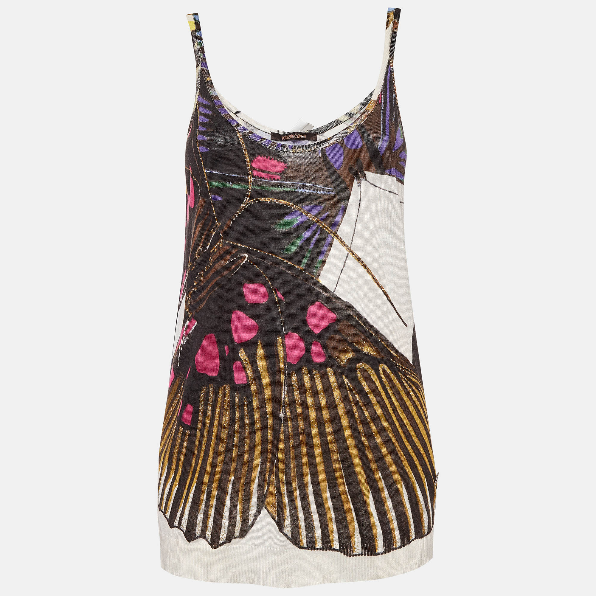Roberto Cavalli Multicolor Butterfly Print Knit Cami Top M, Shirts & Tops - Luxury Closet catalog