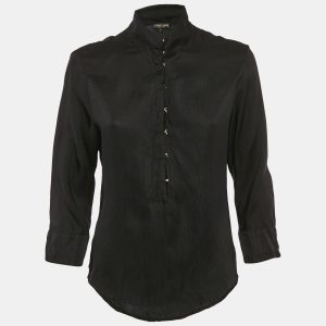 Roberto Cavalli Black Crinkled Crepe Tunic Top S, Shirts & Tops - Luxury Closet catalog
