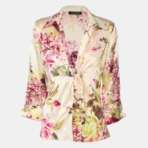 Roberto Cavalli Multicolor Floral Print Silk Top S, Shirts & Tops - Luxury Closet catalog
