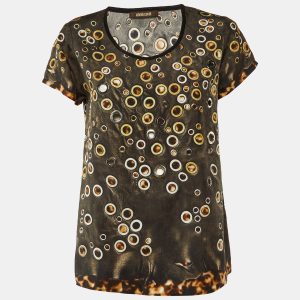 Roberto Cavalli Brown Eyelet Detail Top S, Shirts & Tops - Luxury Closet catalog