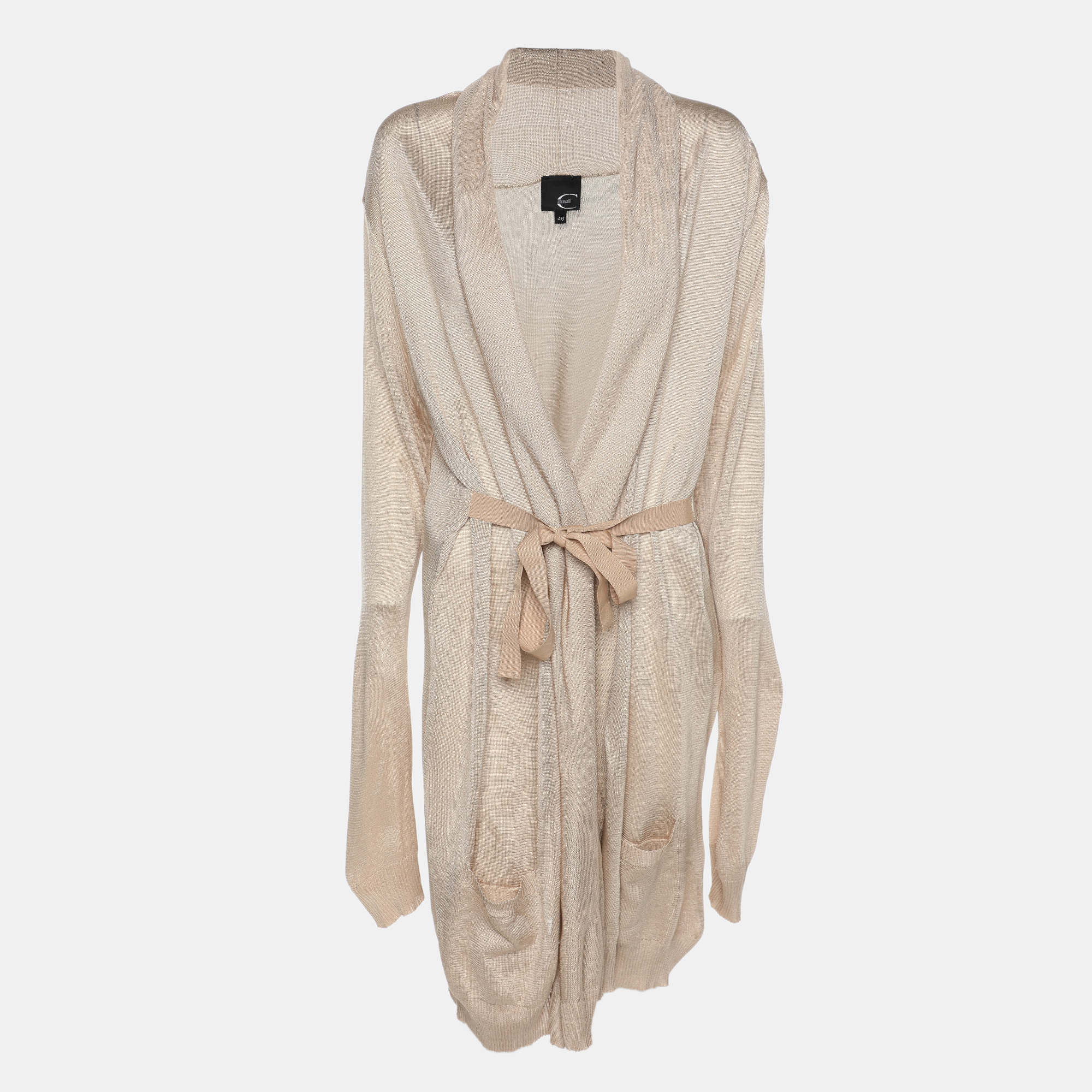 Roberto Cavalli Beige Stretch Knit Belted Cardigan L, Sweaters & Cardigans - Luxury Closet catalog