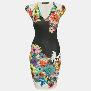 Roberto Cavalli Black Floral Print Jersey Mini Dress S, Dresses - Luxury Closet catalog