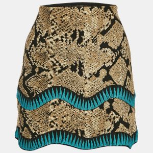 Roberto Cavalli Beige Snakeskin Pattern Stretch Knit Scallop Mini Skirt S, Skirts - Luxury Closet catalog