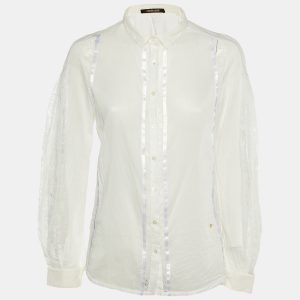 Roberto Cavalli White Cotton & Lace Paneled Button Up Shirt L, Shirts & Tops - Luxury Closet catalog