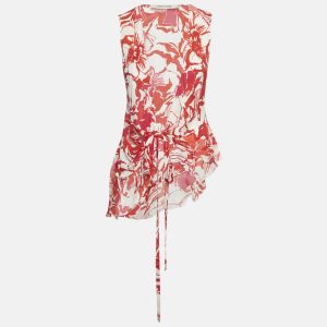 Roberto Cavalli Red Printed Silk Asymmetric Sleeveess Wrap Top S, Shirts & Tops - Luxury Closet catalog