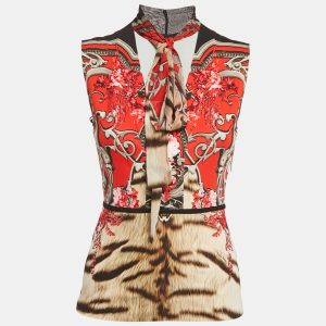 Roberto Cavalli Red Floral Print Jersey Sleeveless Top S, Shirts & Tops - Luxury Closet catalog