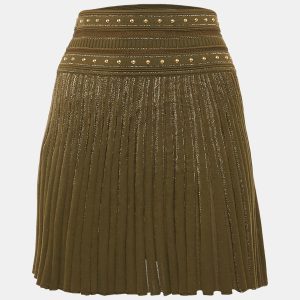 Roberto Cavalli Green Wool Blend Pleated Mini Skirt S, Skirts - Luxury Closet catalog