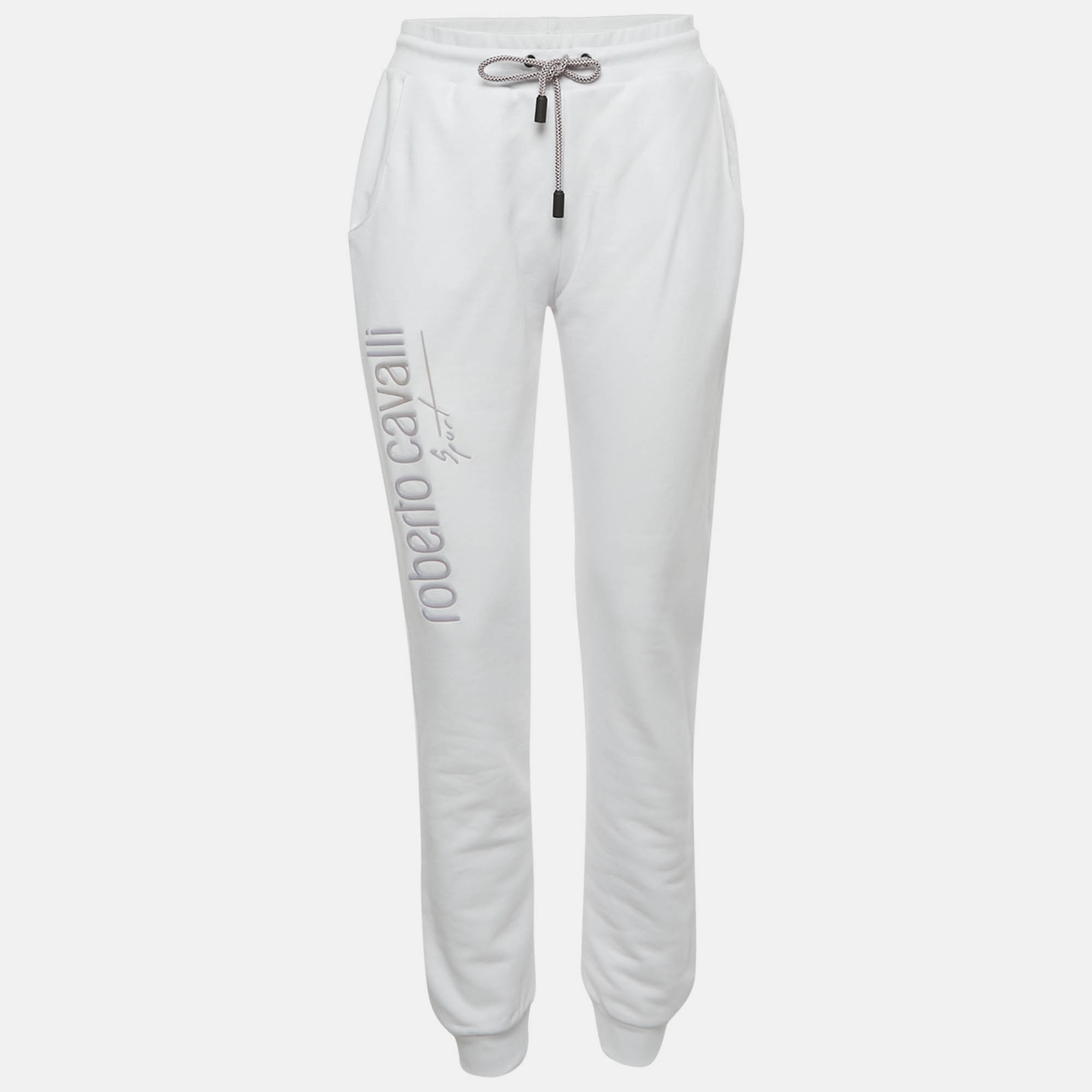Roberto Cavalli Sport White Logo Print Cotton Joggers M, Clothing - Luxury Closet catalog