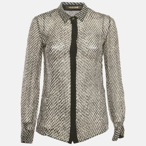 Roberto Cavalli Black Silk Monochrome Sheer Blouse S, Shirts & Tops - Luxury Closet catalog