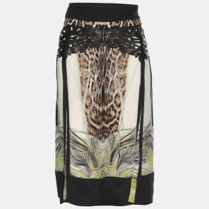 Roberto Cavalli Multicolor Printed Silk Side Slits Midi Skirts S, Skirts - Luxury Closet catalog