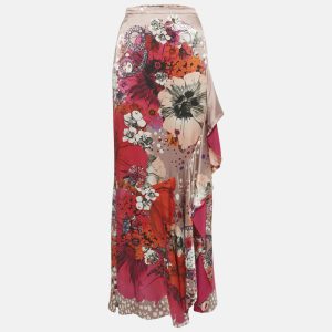 Roberto Cavalli Multicolor Floral Print Silk Ruffled Maxi Skirt M, Skirts - Luxury Closet catalog