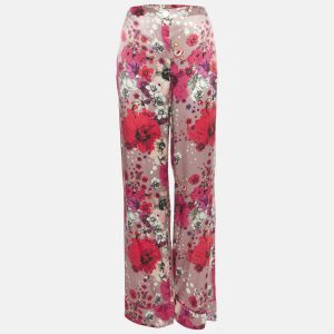 Roberto Cavalli Multicolor Floral Print Silk Straight Leg Pants M, Clothing - Luxury Closet catalog