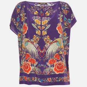 Roberto Cavalli  Purple Printed Silk Kaftan Top S, Shirts & Tops - Luxury Closet catalog