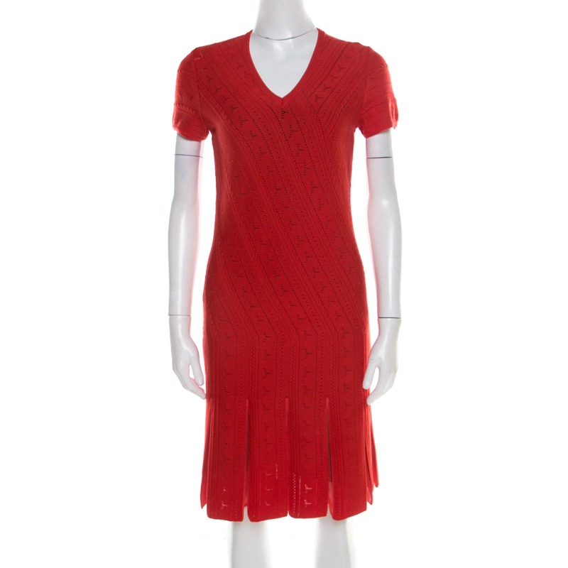 Roberto Cavalli Red Crochet Knit V Neck Godet Dress M, Dresses - Luxury Closet catalog