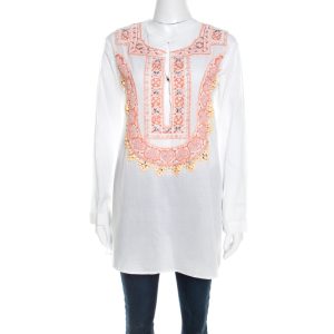 Roberto Cavalli White Cotton Beaded Embroidered Detail Long Sleeve Blouse S, Shirts & Tops - Luxury Closet catalog