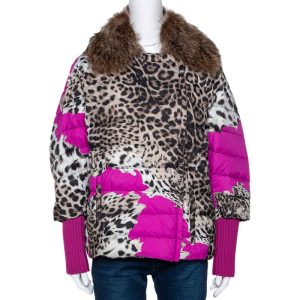 Roberto Cavalli Beige Animal Print Quilted Fur Lined Jacket M, Coats & Jackets - Luxury Closet catalog