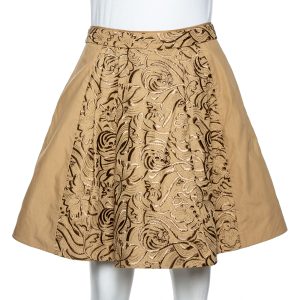 Roberto Cavalli Beige Embroidered Cotton Pleated Mini Skirt S, Skirts - Luxury Closet catalog