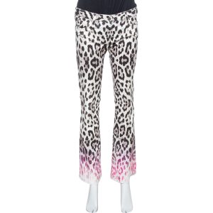 Roberto Cavalli Brown/Pink Ombre Animal Print Cotton Flare Leg Jeans S, Jeans - Luxury Closet catalog