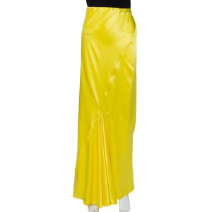 Roberto Cavalli Yellow Silk Satin Flared Maxi Skirt L, Skirts - Luxury Closet catalog