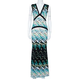 Roberto Cavalli Multicolor Printed Knit Paneled Sleeveless Maxi Dress M, Dresses - Luxury Closet catalog