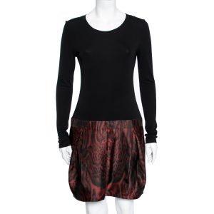 Roberto Cavalli Black & Red Animal Printed Silk Jersey Pleated Dress M, Dresses - Luxury Closet catalog