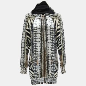 Roberto Cavalli Black/White Printed Velvet Zip Front Hooded Jacket M, Coats & Jackets - Luxury Closet catalog