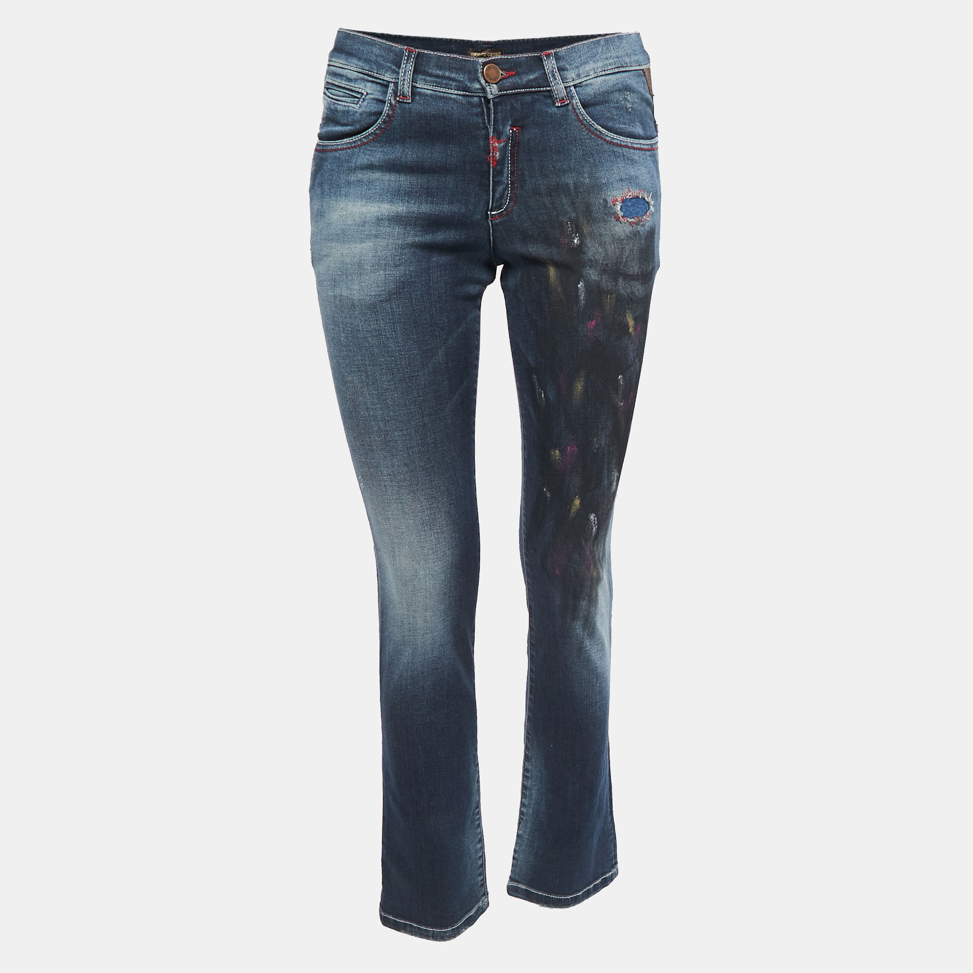 Roberto Cavalli Navy Blue Printed Denim Jeans S, Jeans - Luxury Closet catalog